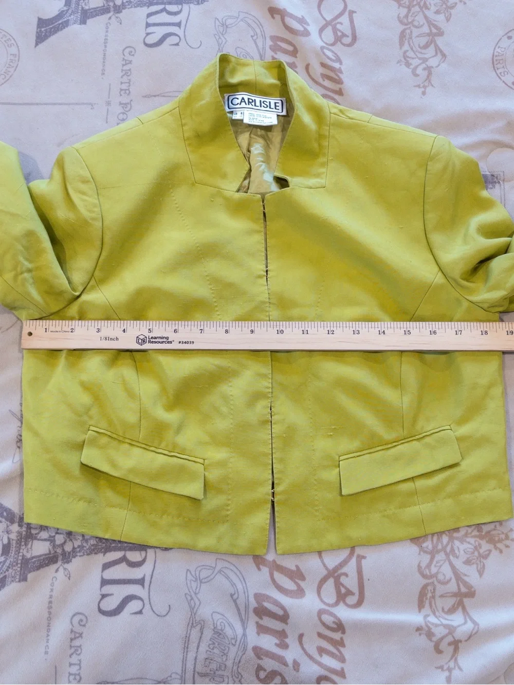 Vintage Carlisle 1990’s Silk Crop Blazer Jacket Chartreuse Lime Green